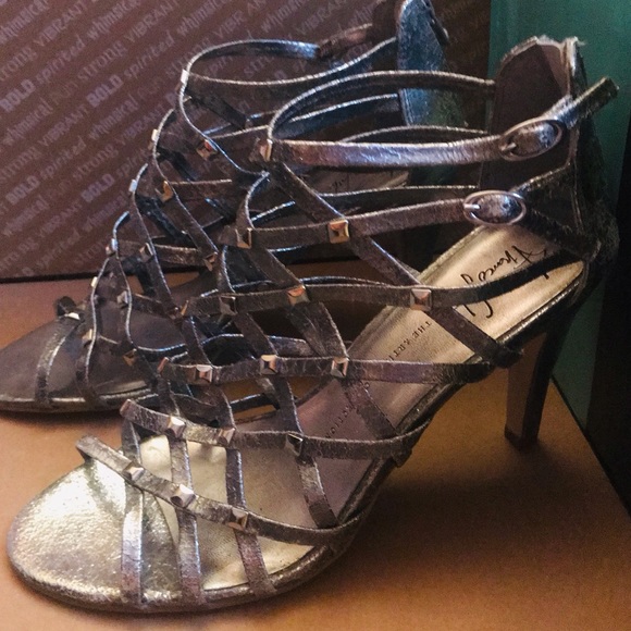 Franco Sarto Shoes - Silver heels with straps and studs 😉